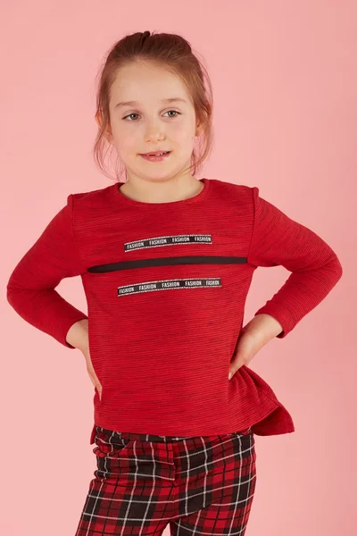 Červené dívčí tričko s dlouhý rukávem FPrice
