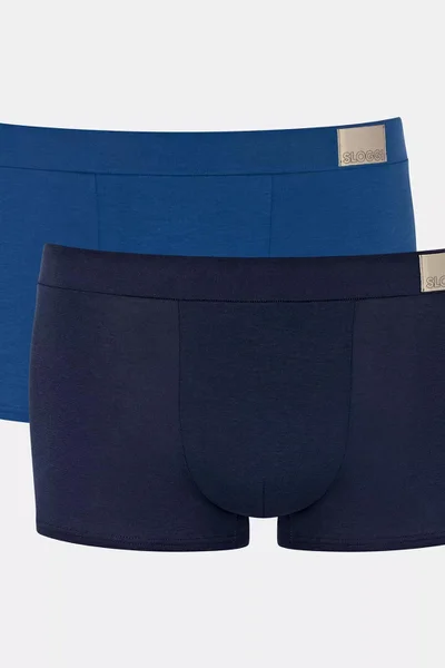 Pánské modré boxerky s krátkou nohavičkou Sloggi (2ks)