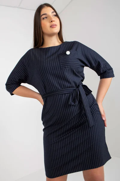 Tmavě modré plus size šaty s tříčtvrtečním rukávem Lakerta