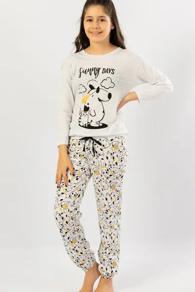 Šedé dívčí bavlněné pyžamo Doggy Vienetta