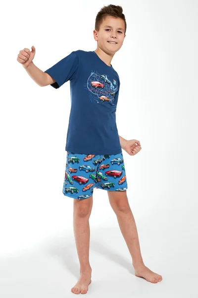 Letní chlapecké pyžamo Young Boy Route modré-vzor
