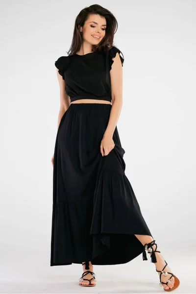 Dámská černá maxi sukně s vysokým pasem awama