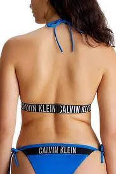 Modrá plavková podprsenka se zavazováním na krk Calvin Klein