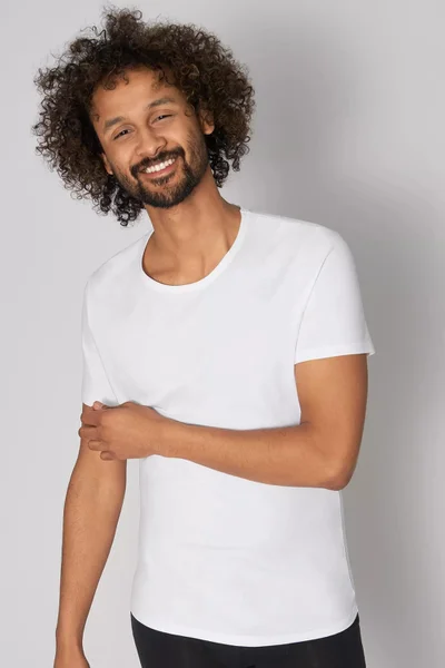 Klasické pánské bílé bavlněné tričko s kulatým výstřihem Sloggi