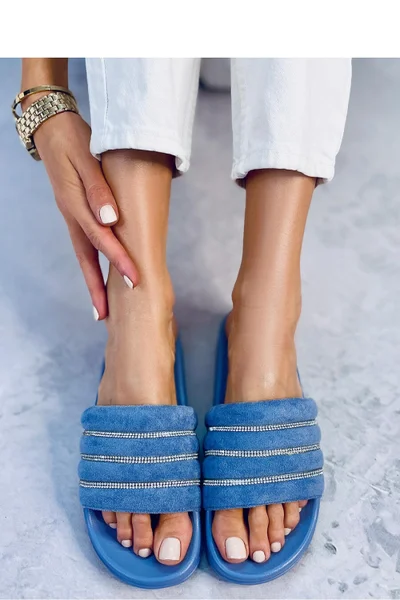 Dámské semišové pantofle v modré barvě Inello