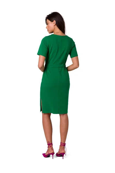 Dámské pouzdrové šaty ke kolenům v zelené barvě BeWear