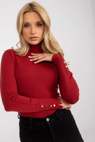 Červený dámský pulovr se stojáčkem FPrice