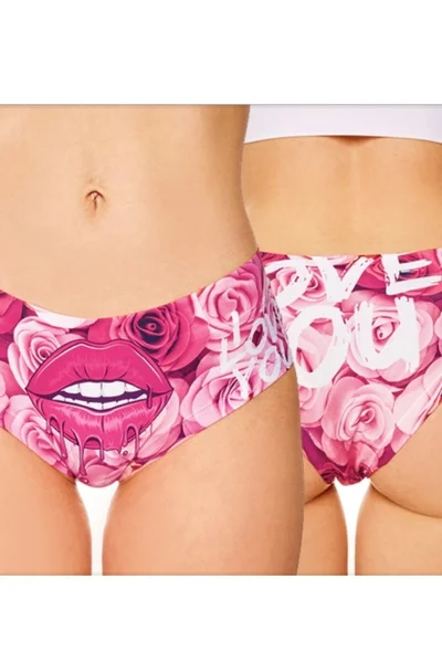 Růžové vzorované dámské kalhotky Láska Meméme