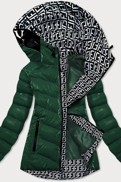 Tmavě zelená prošívaná zimní bunda s kapucí SPEED.A