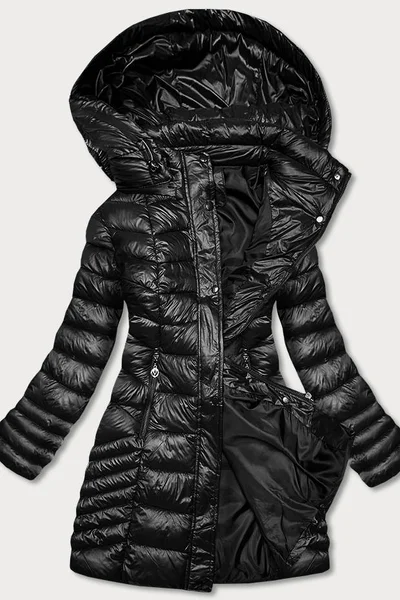 Černý prošívaný dámský kabátek s kapucí MITNO