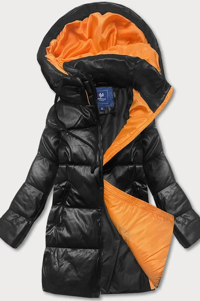 Oranžovo-černá dámská prošívaná delší bunda Ann Gissy plus size