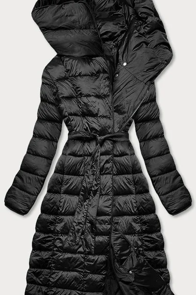 Dámský dlouhý zimní kabát s prošívaným Ann Gissy černý