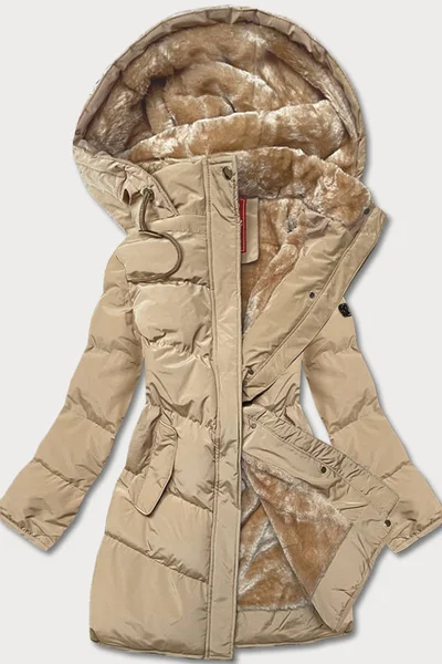 Zimní dámská delší bunda s kapucí a prošíváním LHD