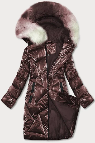Hnědý metalický dámský prošívaný kabát Z-DESIGN