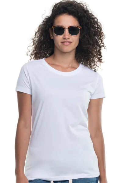 Bílé dámské tričko s bezešvými boky Promostars 22160-20