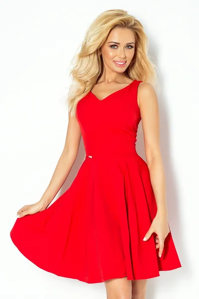 Červené šaty s výstřihem ve tvaru srdce Numoco 114-3