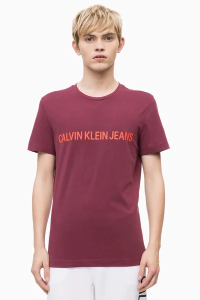 Vínové pánské tričko Calvin Klein OU39