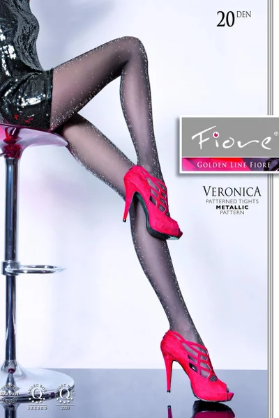 Černé vzorované punčocháče Fiore Veronica
