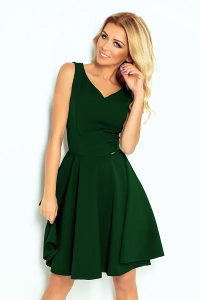 Elegantní zelené šaty s rozšířenou sukní Numoco 114-10