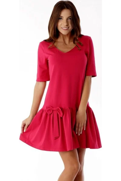 Tmavě růžové šaty s rozšířenou sukýnkou Ella Dora 005-1