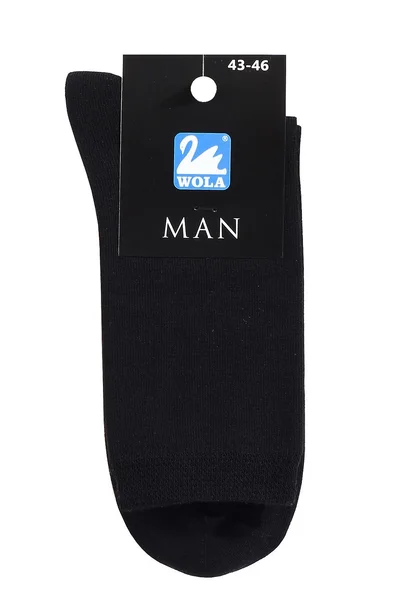 Černé hladké pánské ponožky s polyesterem Wola