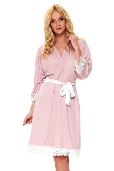 Růžový elegantní dámský župan dn-nightwear Mariana