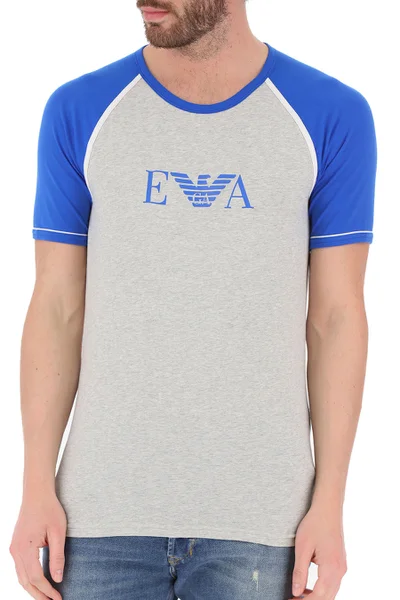 Šedo-modré pánské tričko s potiskem Emporio Armani