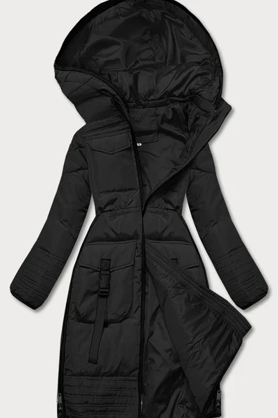 Černý dámský dlouhý kabát s kapucí Z-DESIGN