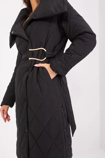 Hřejivý černý dámský kabát FPrice