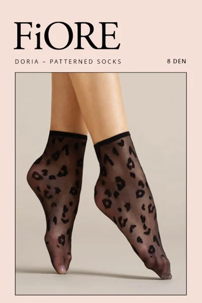 Černé silonkové vzorované ponožky Fiore