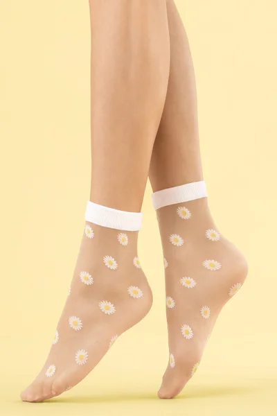 Bílé silonkové ponožky Sedmikráska Fiore