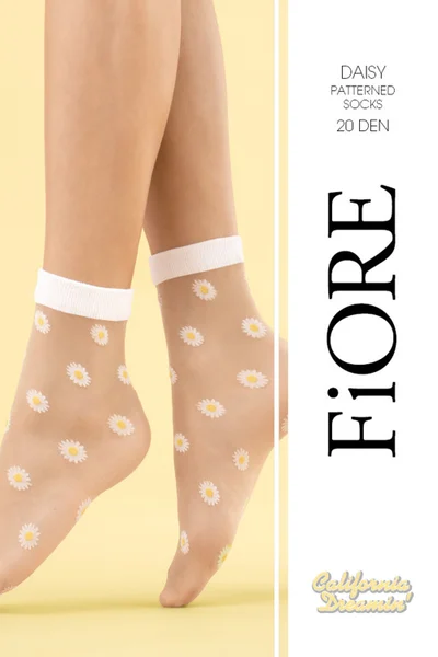 Bílé silonkové ponožky Sedmikráska Fiore