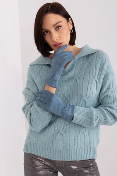 Modro-šedé dámské rukavice AT