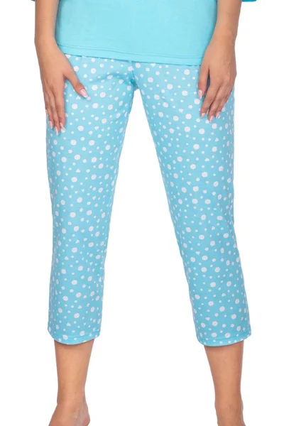 Tyrkysové dámské pyžamo s capri kalhotami Regina