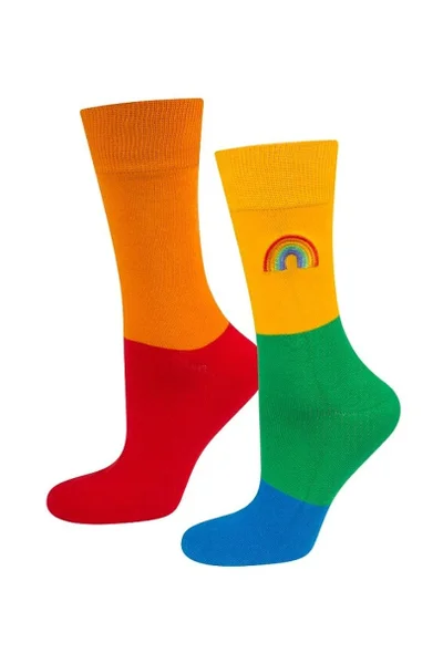 Vtipné barevné pánské ponožky Duha Soxo