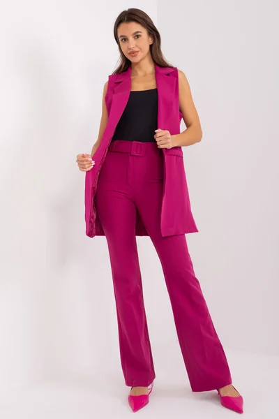 Stylový fialový dámský komplet s vestou FPrice