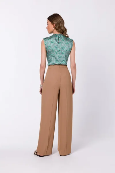 Dámské široké kalhoty v béžové barvě Style