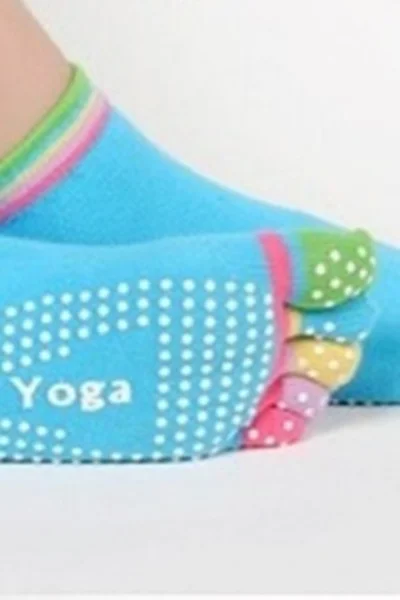 Barevné protiskluzové ponožky na jógu s oddělenými prsty Rebeka