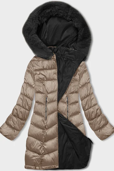 Černo-béžový oboustranný dámská kabátek S'WEST plus size