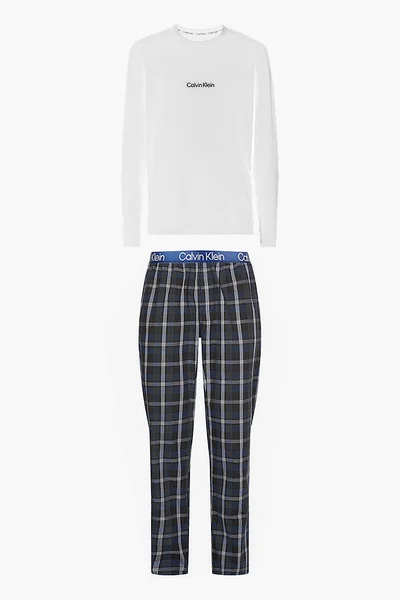 Pánský pyžamový set - K59 1MT - bílámodrá - Calvin Klein