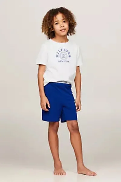 Modro-bílé pyžamo pro chlapce se šortkami Tommy Hilfiger