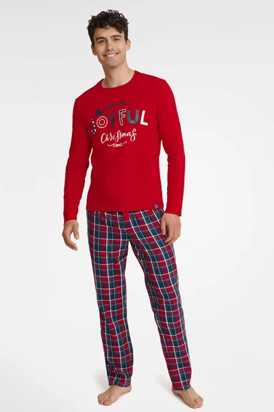 Červené pánské vánoční pyžamo z bavlny Henderson