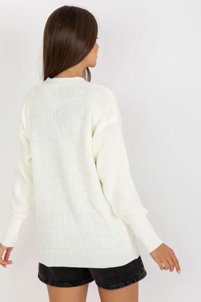 Dámský bílý svetr s knoflíky Rue Paris