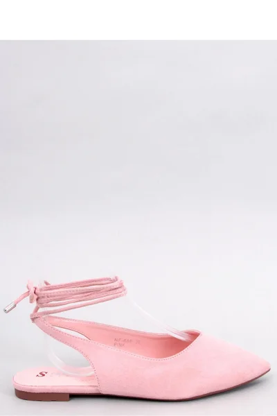Elegantní špičaté růžové semišové baleríny se zavazováním Inello