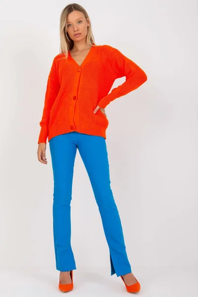 Dámský oranžový svetr s knoflíky Rue Paris