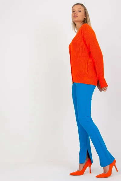 Dámský oranžový svetr s knoflíky Rue Paris
