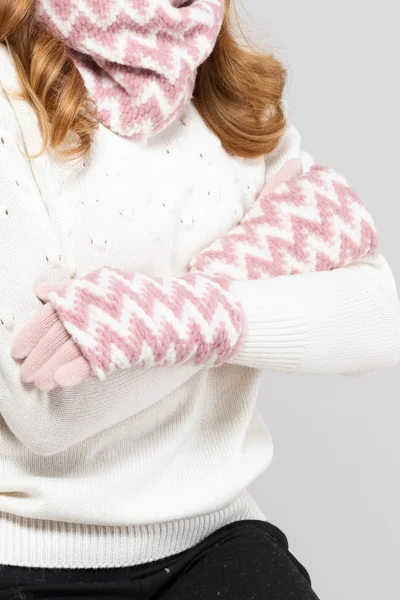 Růžovo-bílé dámské vzorované rukavice Kamea