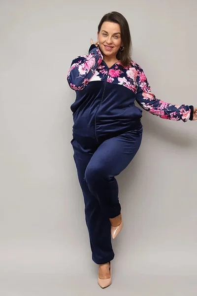 Plus size dámská velurová teplákovka Moon