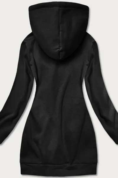 Dlouhá černá mikina pro ženy s kapucí PI108 LHD