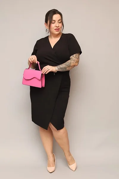 Plus size elegantní dámské černé šaty Moon